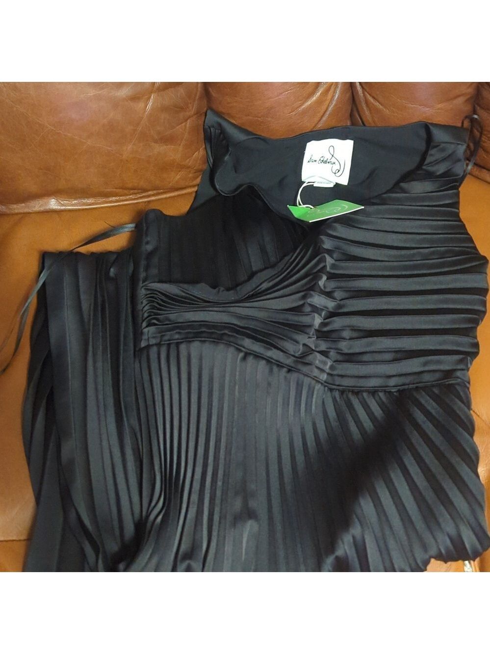 Sam Edelman Pleated Asymmetric Hem Satin Dress - Picture 6 of 12